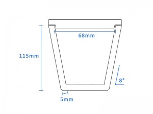 High Purity Boron Nitride Tapered Crucible (68mm D x 115mm H)